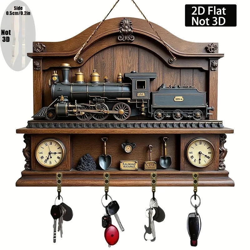 Retro Train Key Holder – Vintage Wall Decor