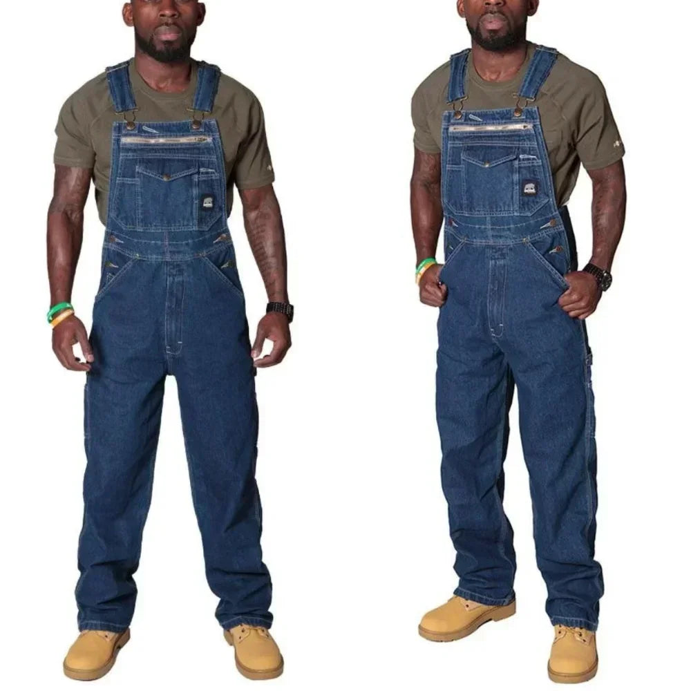 Men's Cargo Denim Jumpsuit