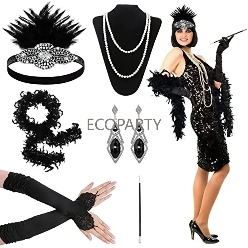 Women's 1920s Flapper Accessories Set (6-Piece)