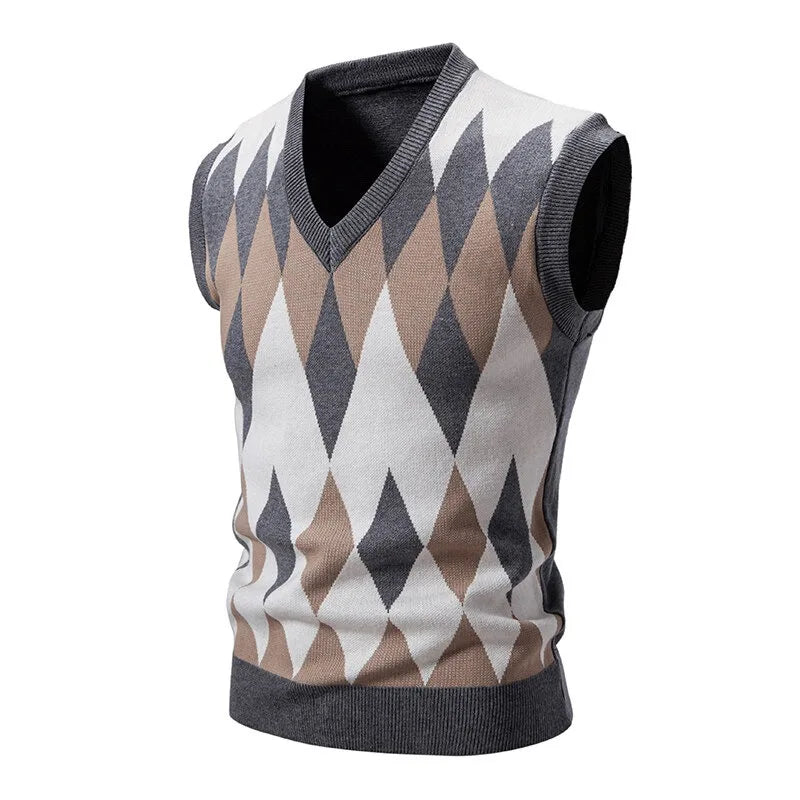 Men's Argyle Knit Vest (Lightweight)