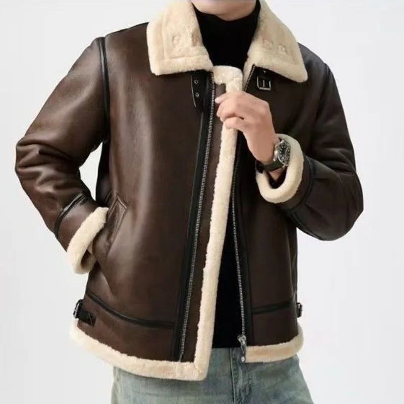 Men's Harajuku Aviator Shearling Bomber Jacket