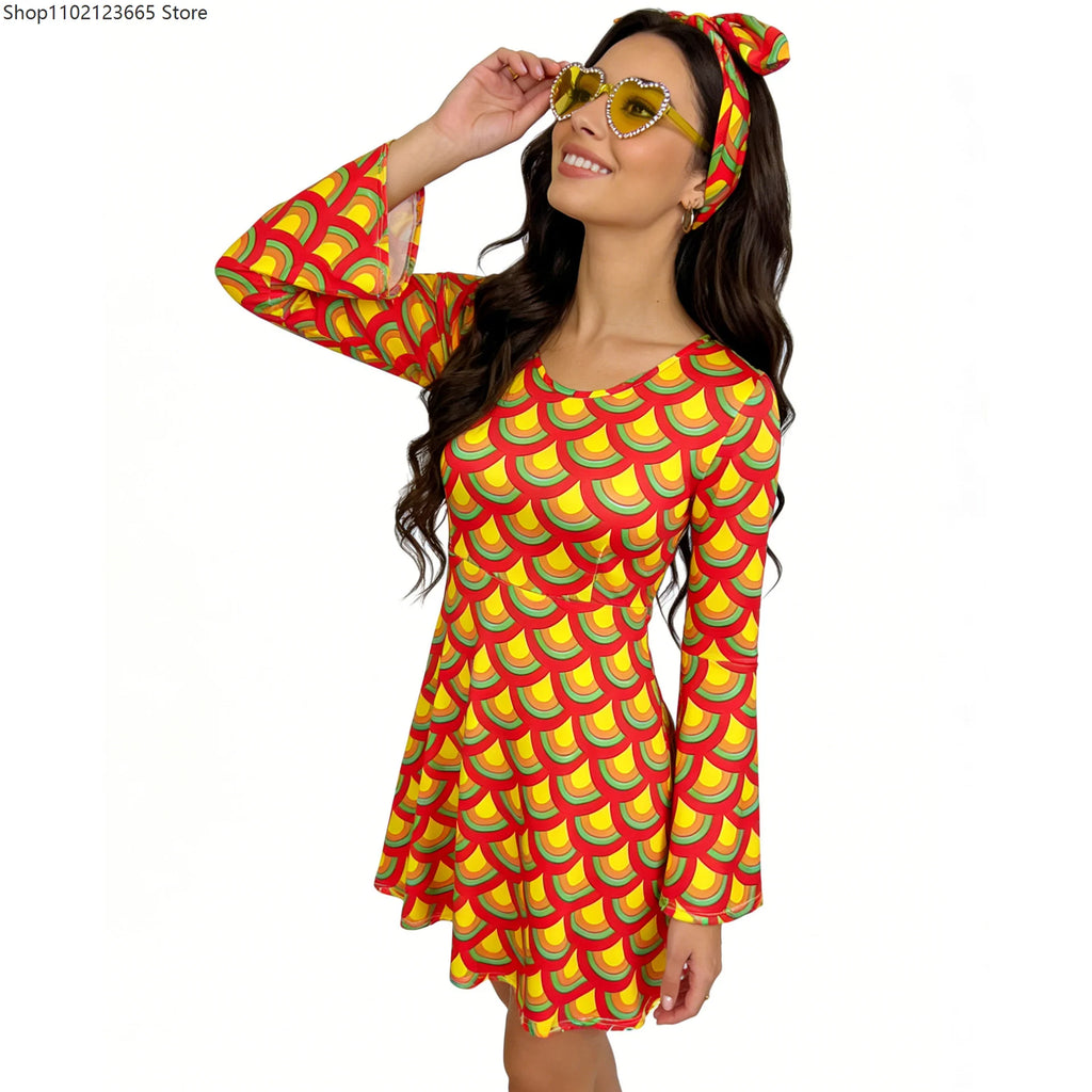 Women's 70s Hippie Disco Costume Dress