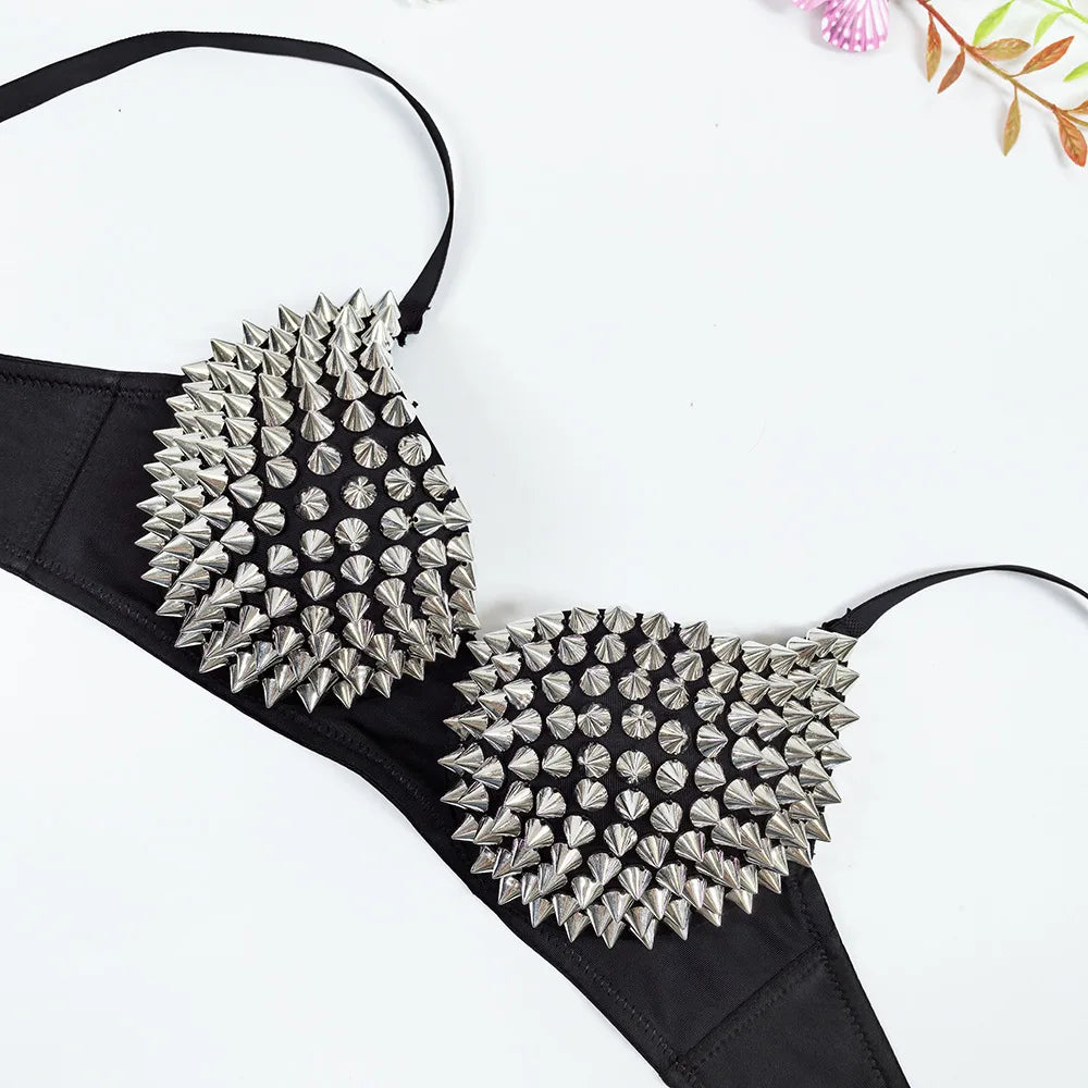 Women's Punk Rivet Lingerie Bra