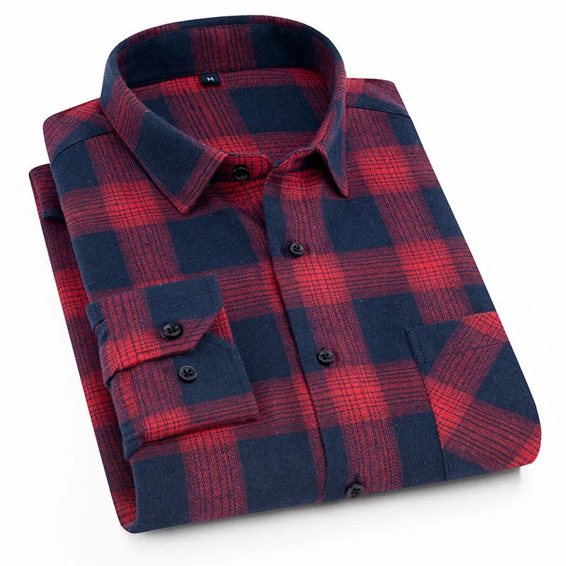 Men's Red Checkered Flannel Shirt