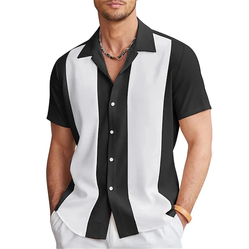Men's Hawaiian Striped Short-Sleeve Shirt