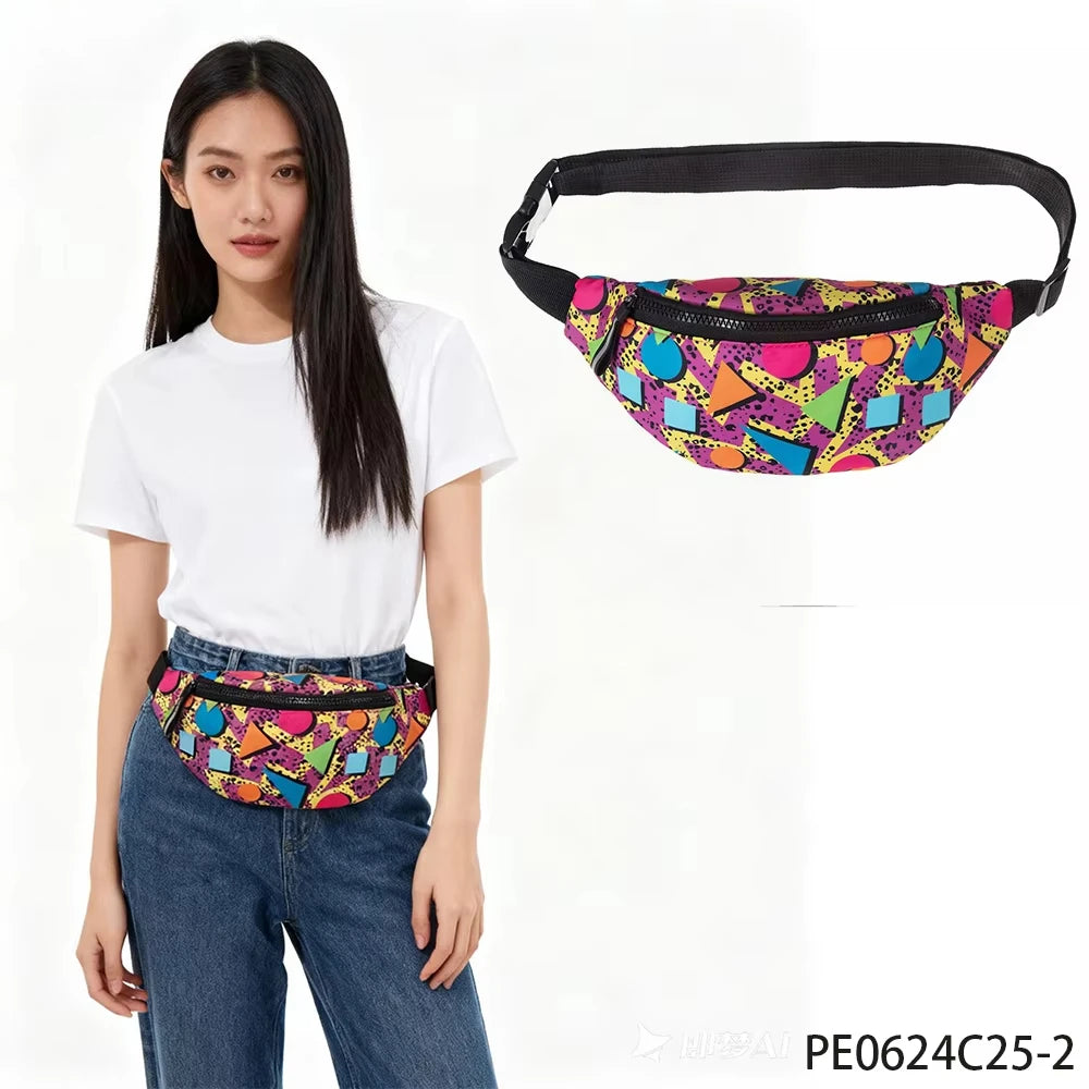 Retro 80s Colorful Waist Bag – Unisex Fanny Pack
