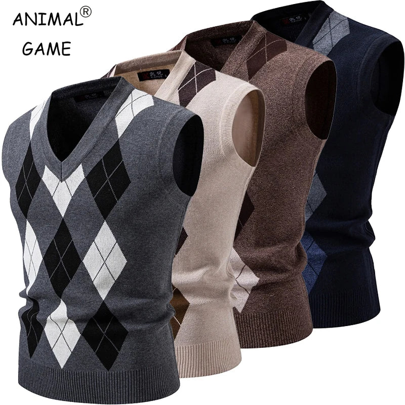 Men's Argyle Knit Vest – Sleeveless Sweater