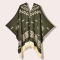 Men's Fringed Knit Poncho Cape