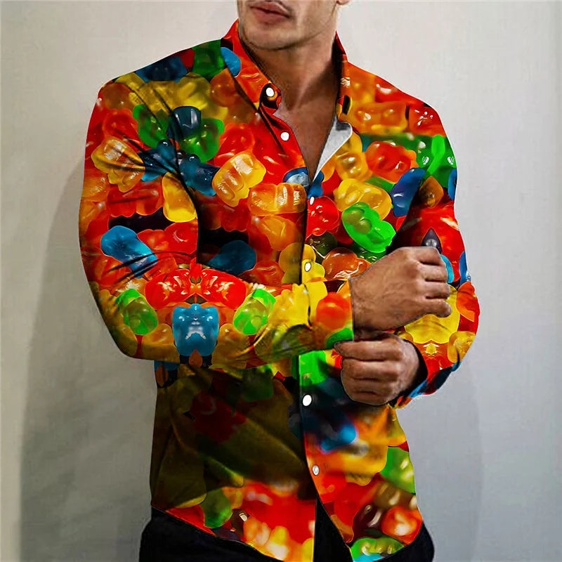 Men's Food Print Long-Sleeve Shirt