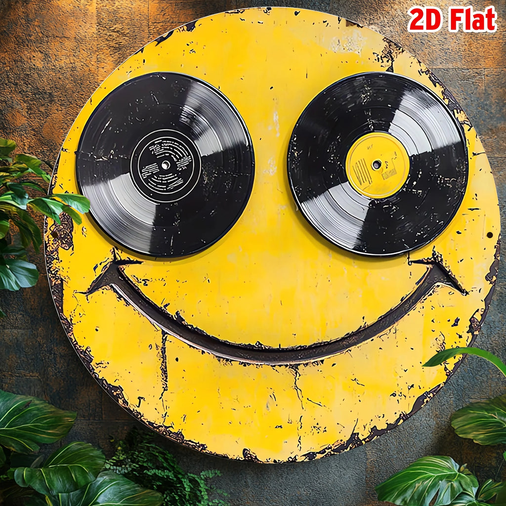 Round Aluminum Wall Art – Smiling Face Design