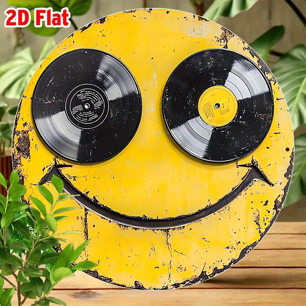 Round Aluminum Wall Art – Smiling Face Design
