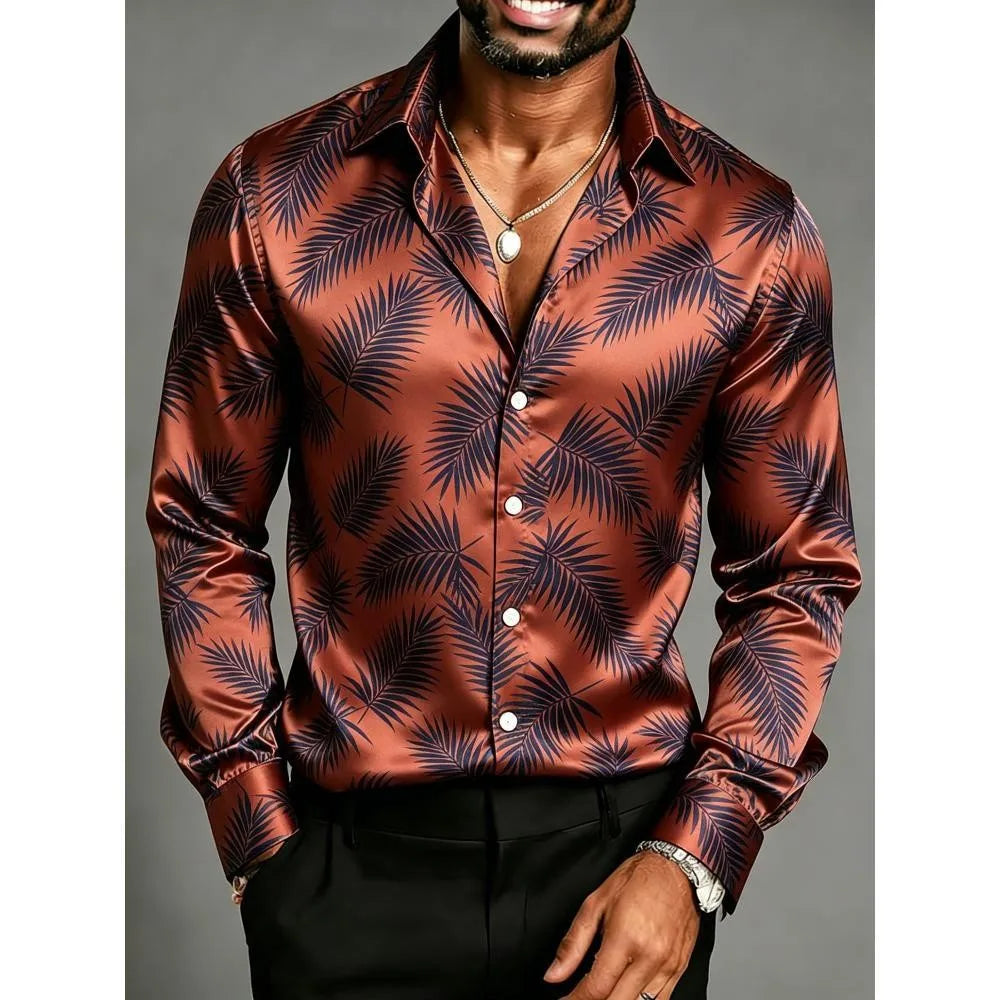 Men's Satin Baroque Shirt – Bold European Lapel Design