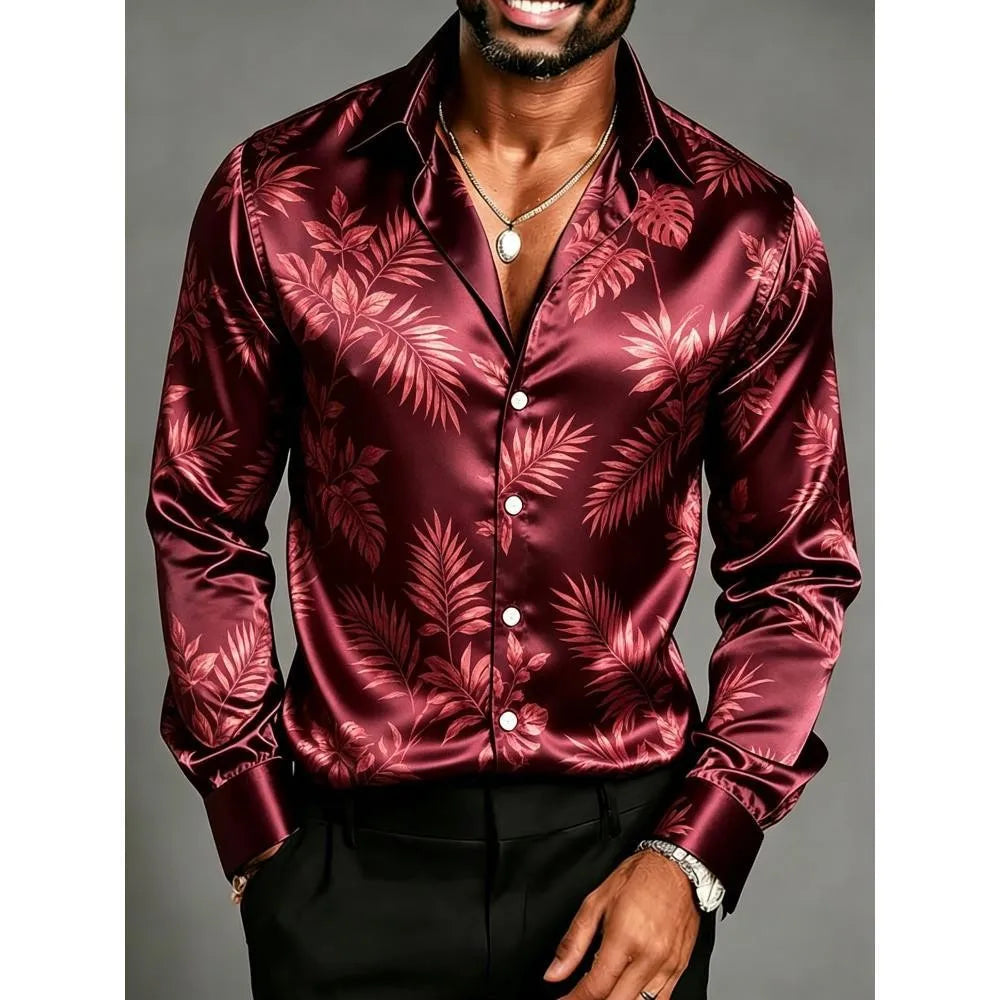 Men's Satin Baroque Shirt – Bold European Lapel Design