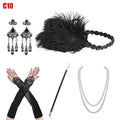 1920s Flapper Girl Costume Set – Headpiece, Necklace & Gloves