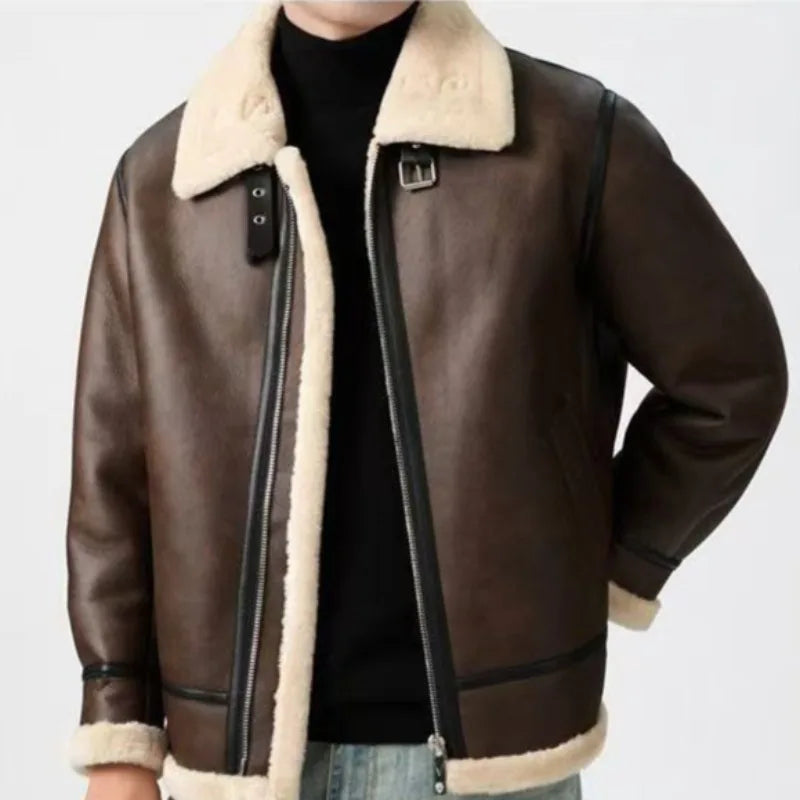 Men's Harajuku Aviator Shearling Bomber Jacket