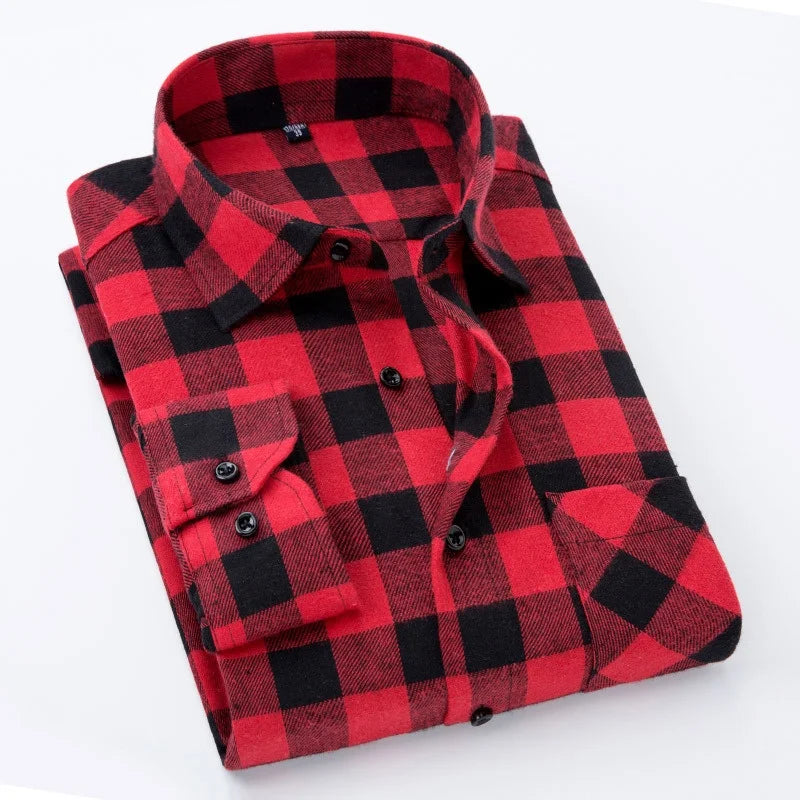 Men's Red Checkered Flannel Shirt