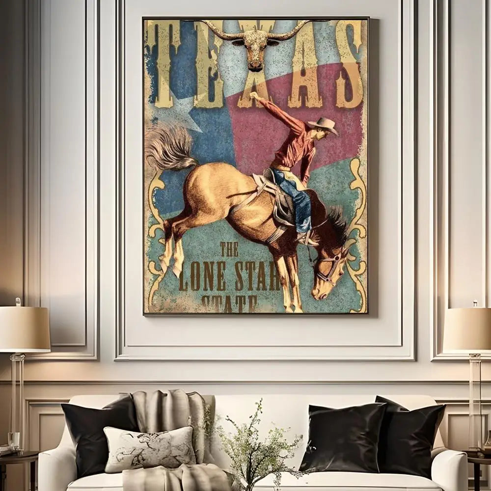 Western Cowboy Retro Poster – Wall Decor
