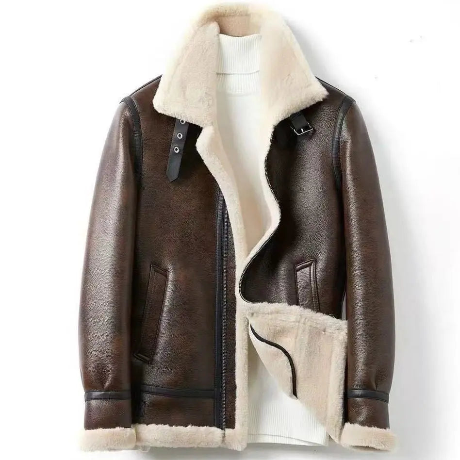 Men's Harajuku Aviator Shearling Bomber Jacket
