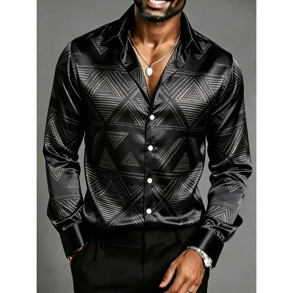 Men's Satin Baroque Shirt – Bold European Lapel Design