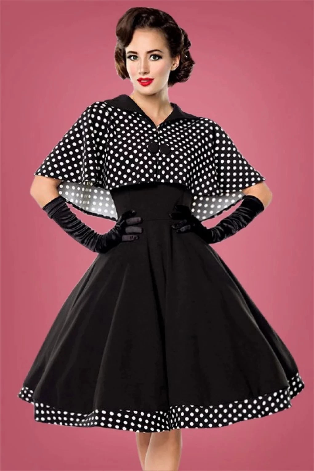 Women's 1950s Polka Dot Swing Dress Set