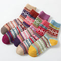 Women's Retro Ethnic Wool Socks (5-Pack)