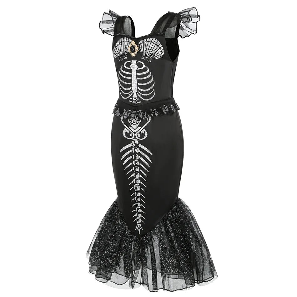 Girls' Mermaid Skeleton Halloween Costume Dress