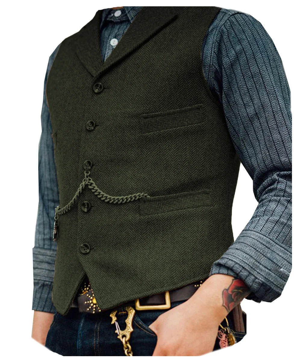Men's Wool Tweed Waistcoat – Wedding Vest