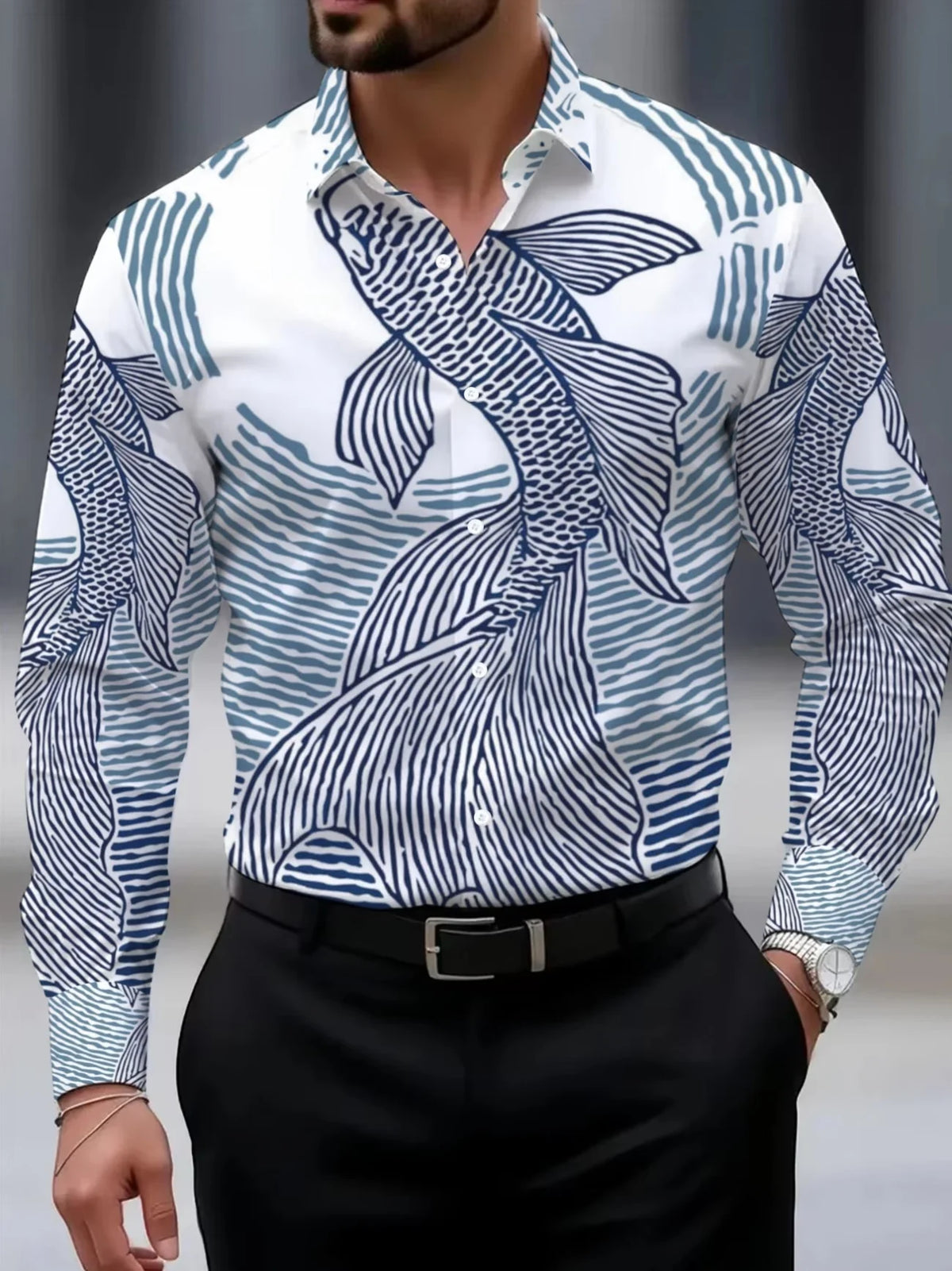 Men's Floral Print Long Sleeve Shirt – Bold Casual Style