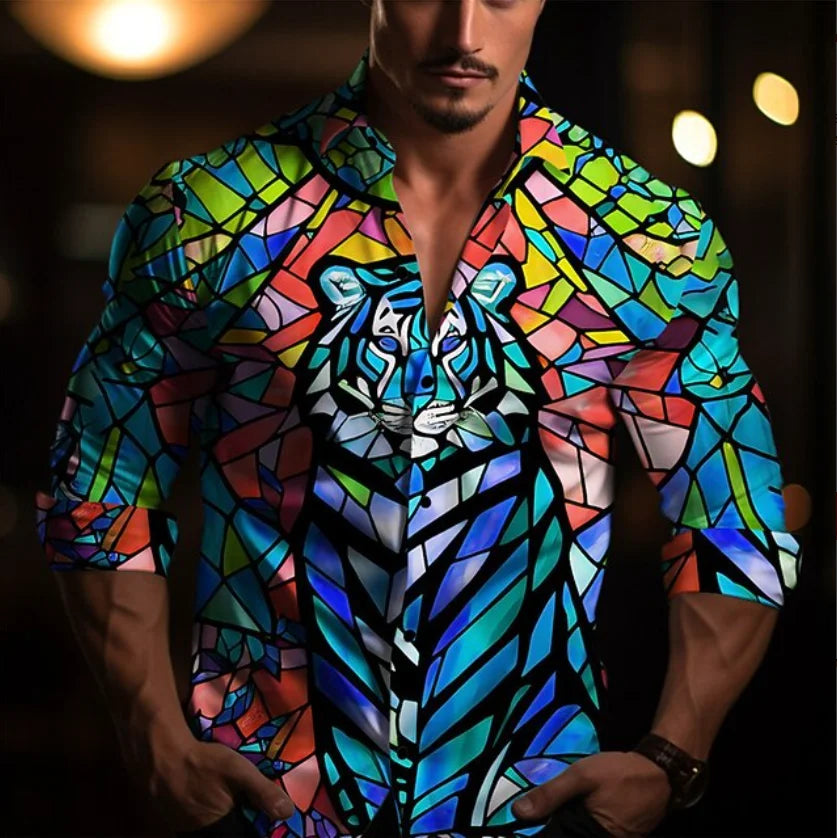 Men's 3D Printed Snowflake Formal Shirt