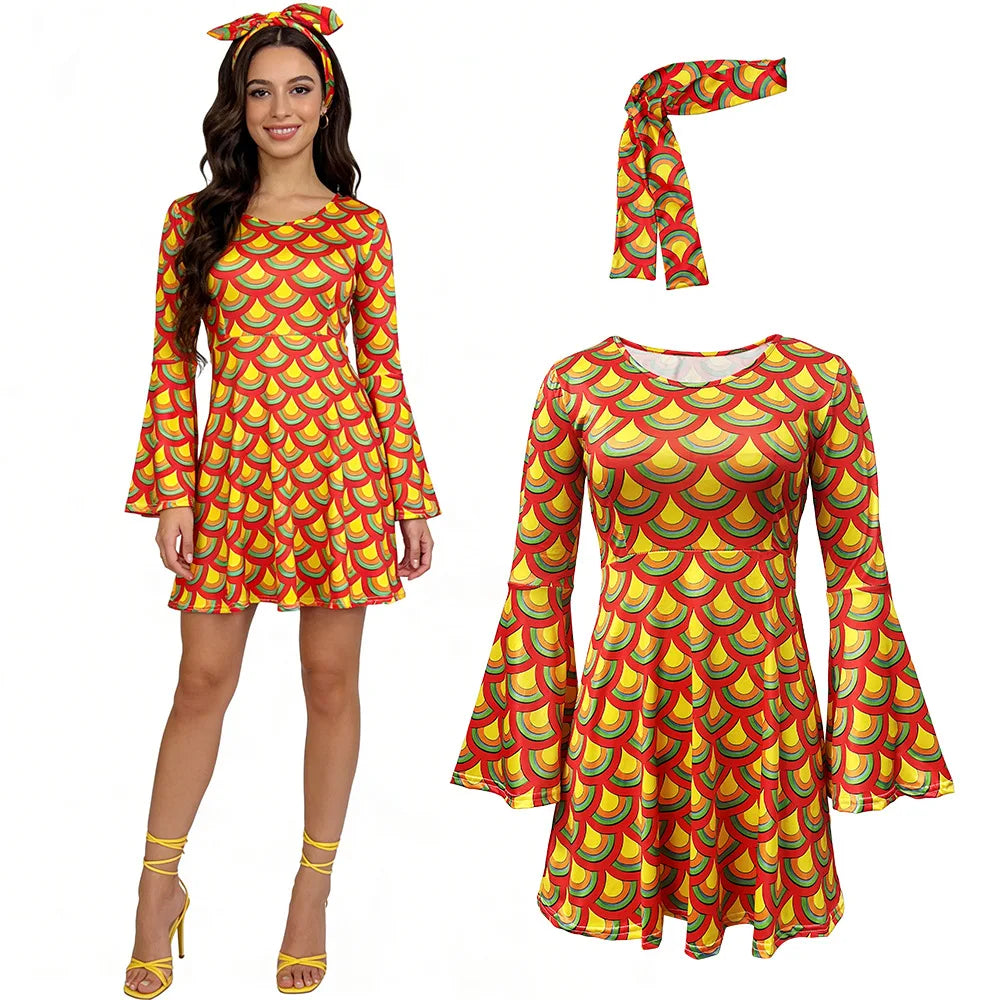 Women's 70s Hippie Disco Costume Dress