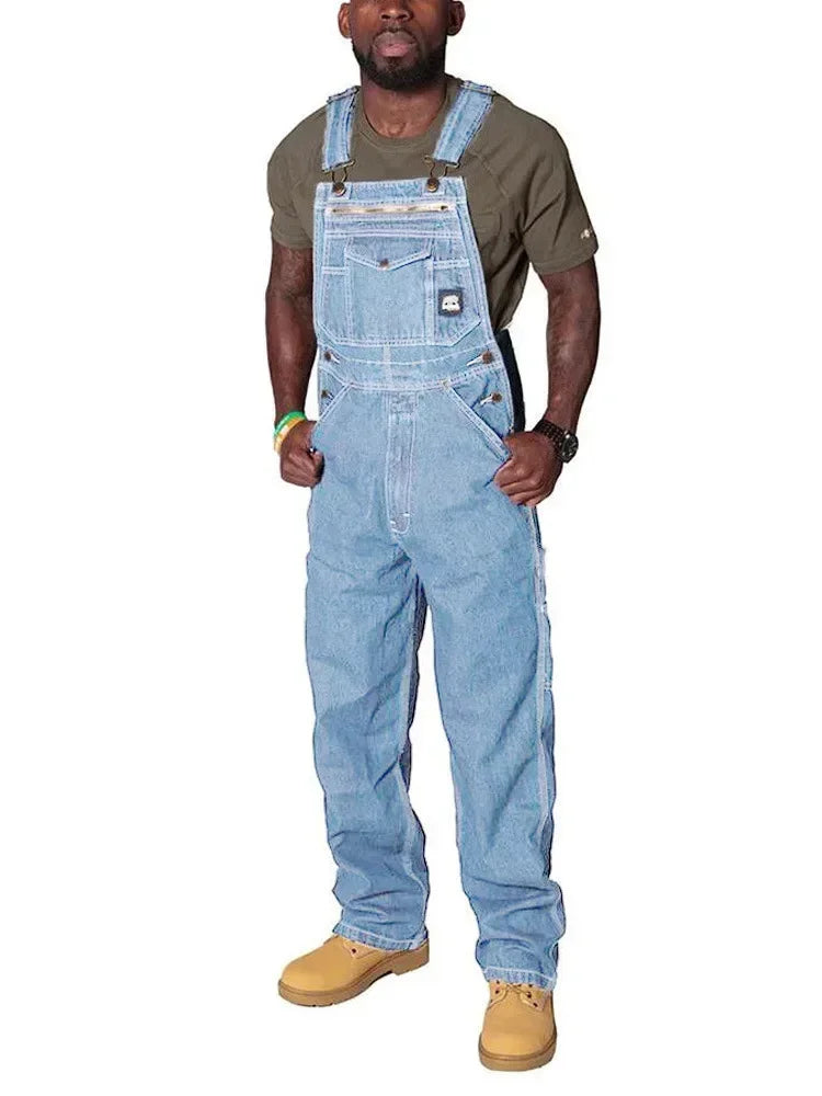 Men's Cargo Denim Jumpsuit