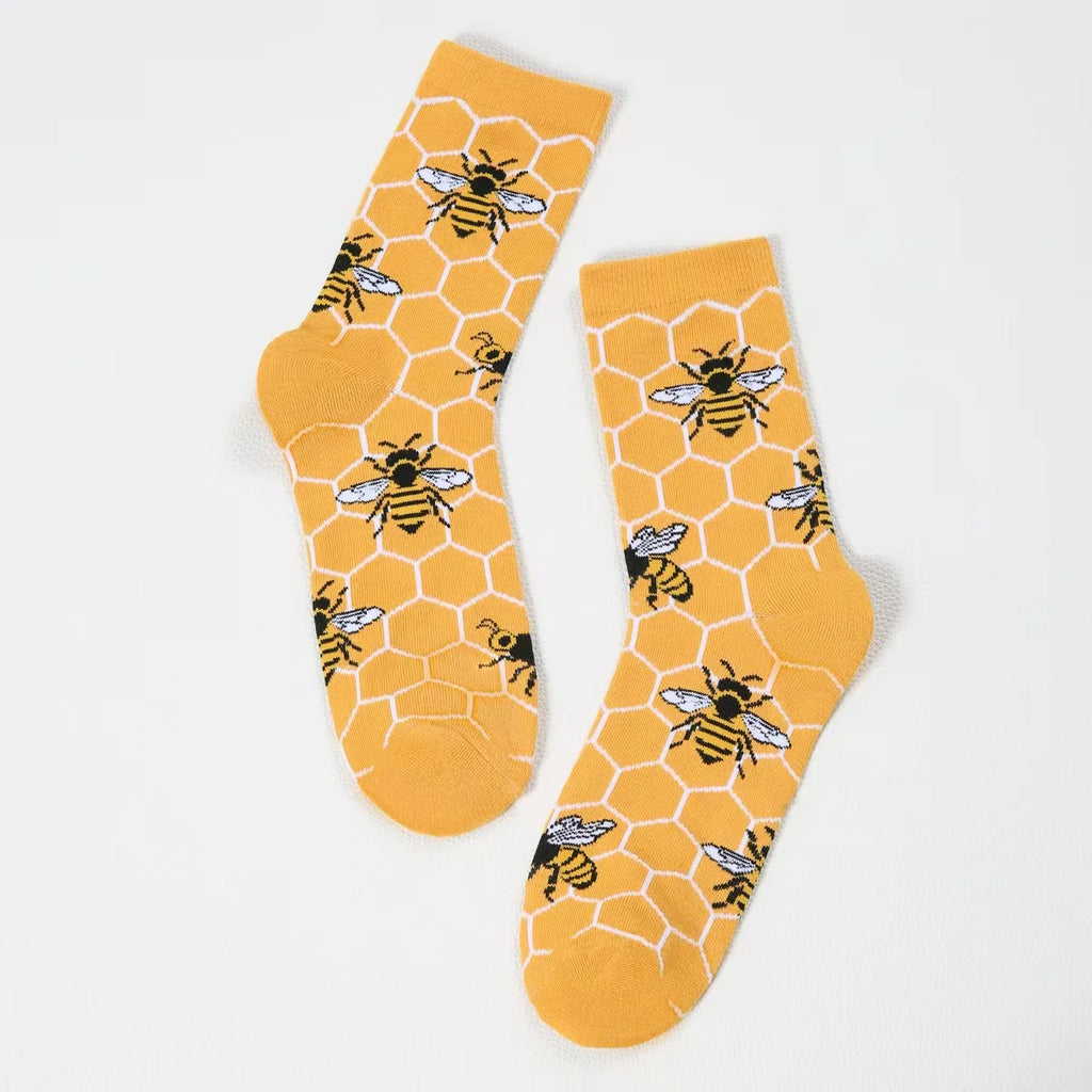 Women's Cartoon Bee Print Socks