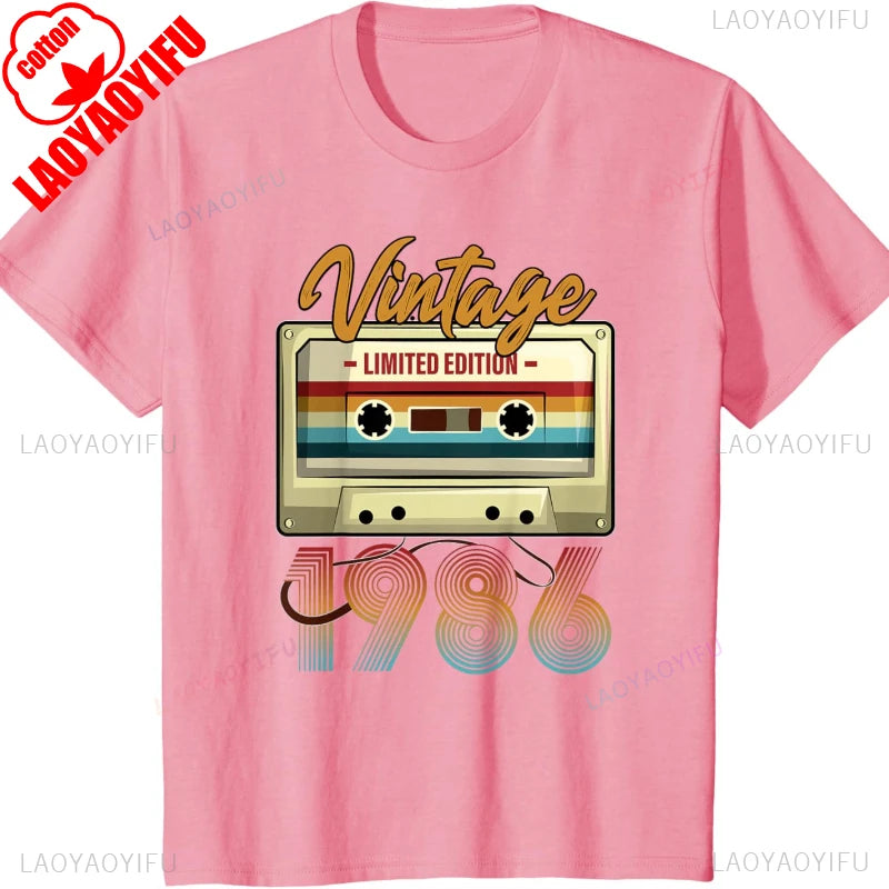 Vintage 1986 Birthday Cassette Tape T-Shirt