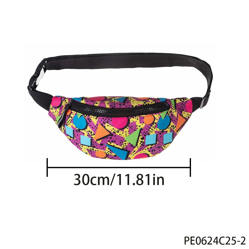 Retro 80s Colorful Waist Bag – Unisex Fanny Pack