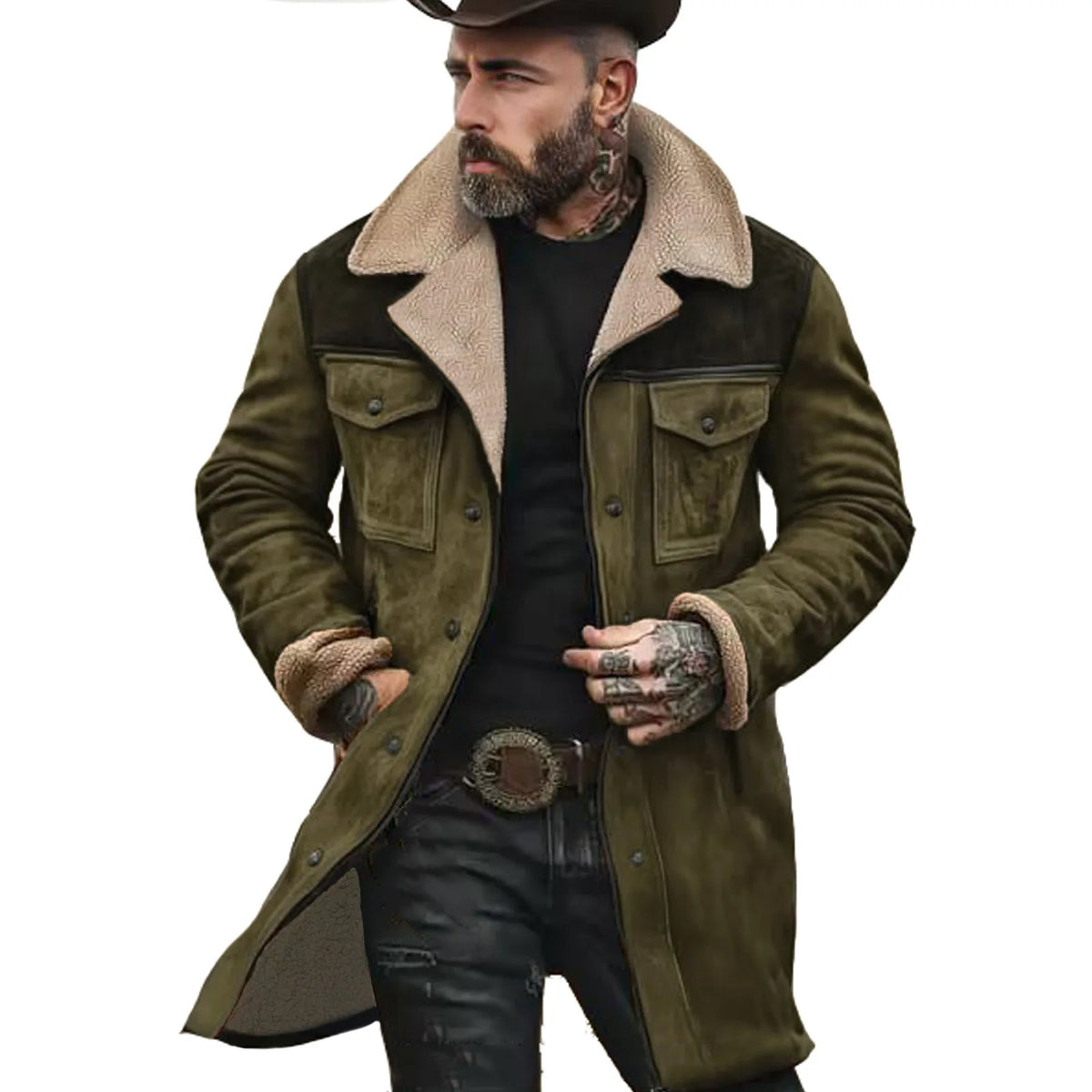 Men's Suede Multi-Pocket Zip Jacket