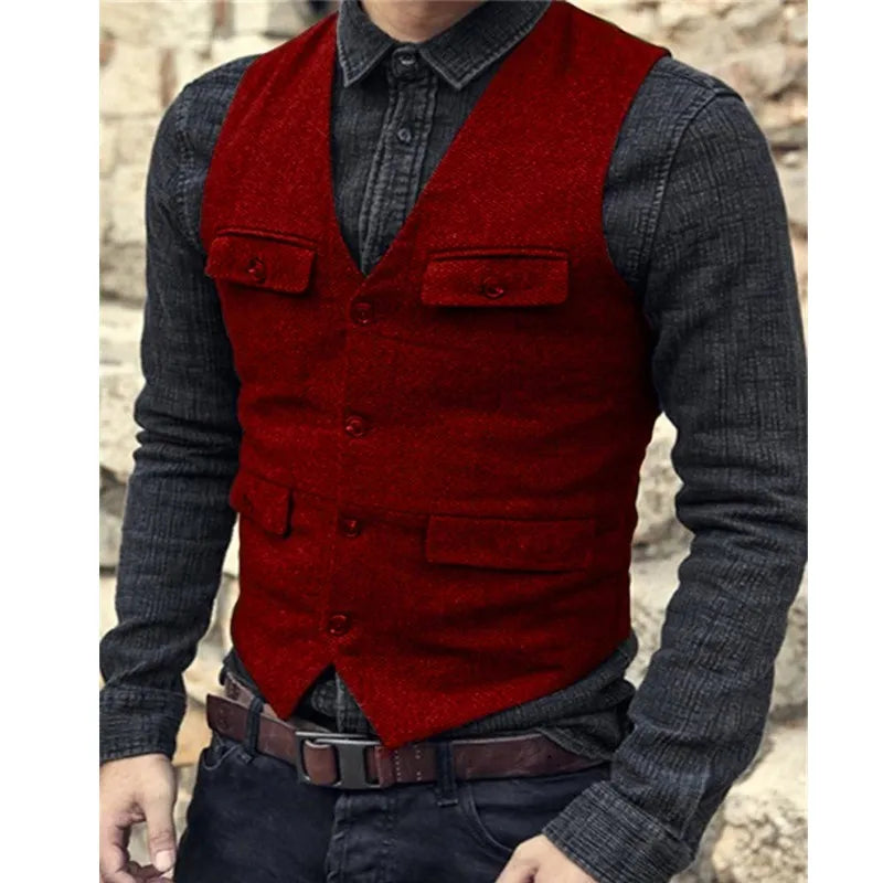 Men's Steampunk Wool Tweed Waistcoat