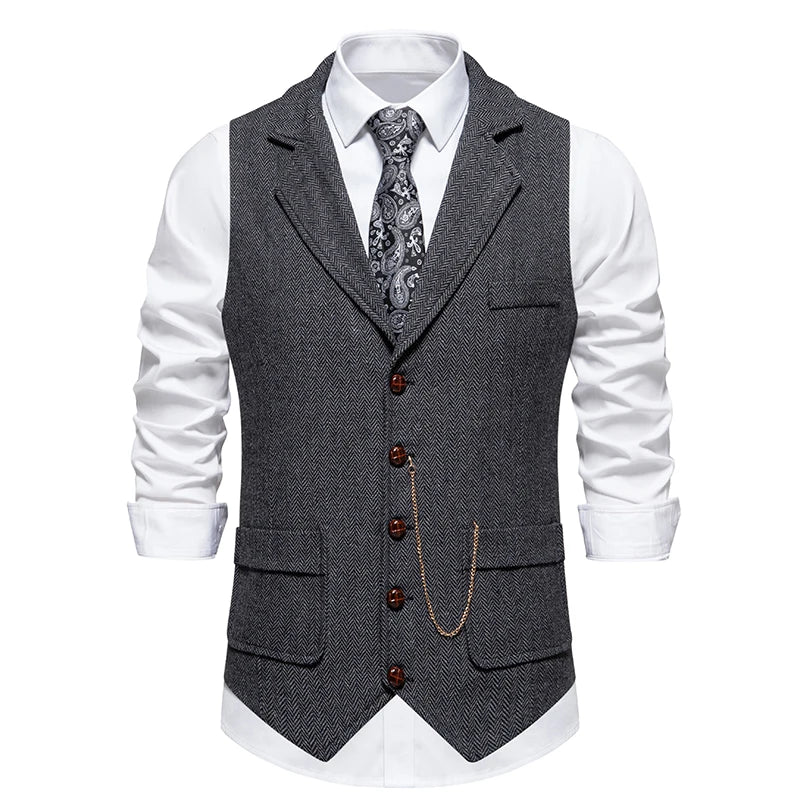 Men's Retro Herringbone Tweed Waistcoat