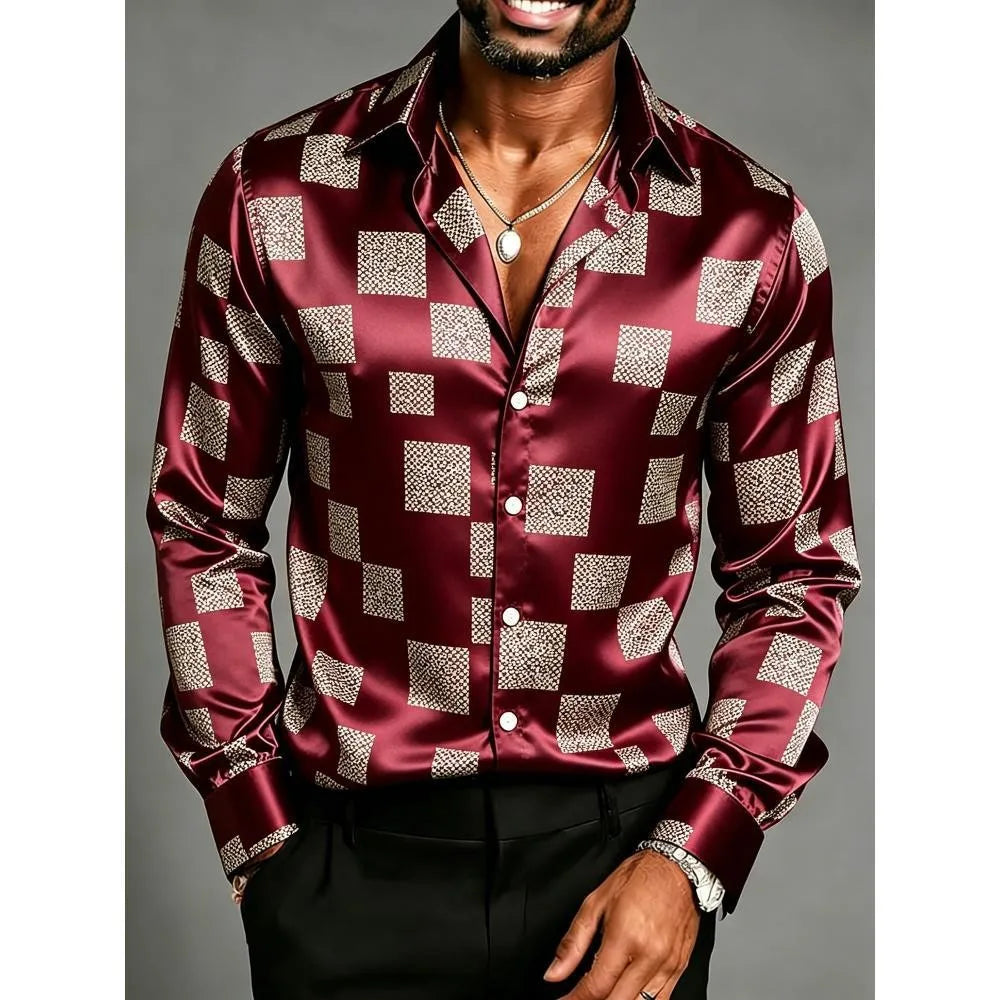 Men's Satin Baroque Shirt – Bold European Lapel Design