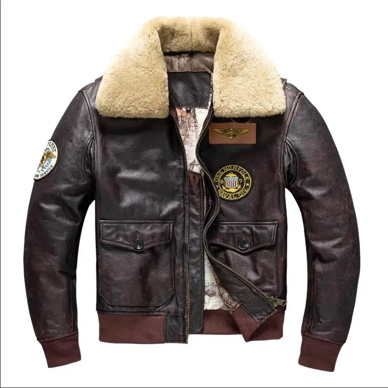 Men's Air Force Flight Jacket – Fur Collar Leather Coat