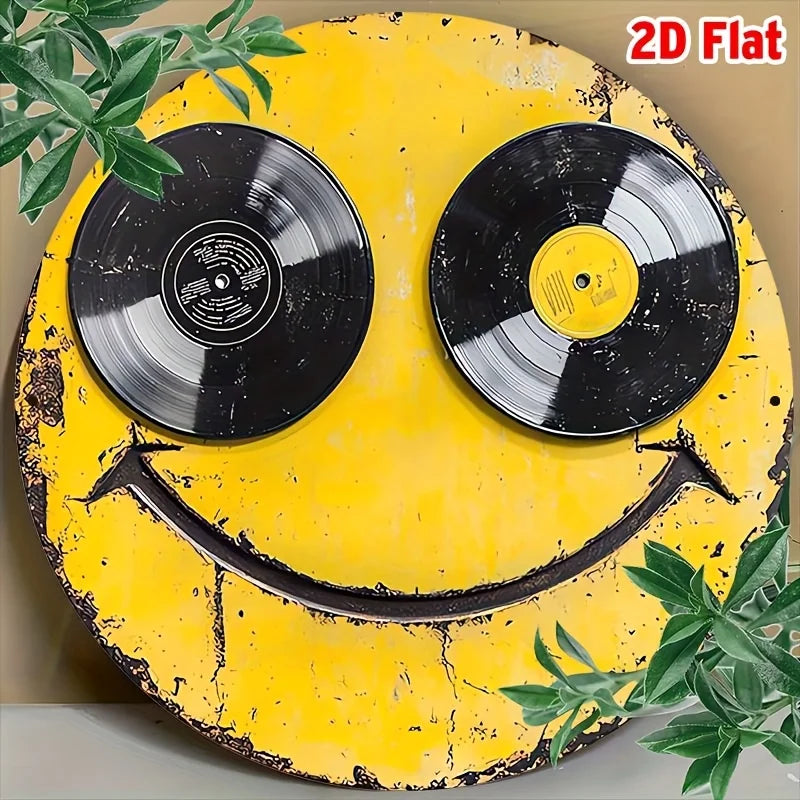 Round Aluminum Wall Art – Smiling Face Design
