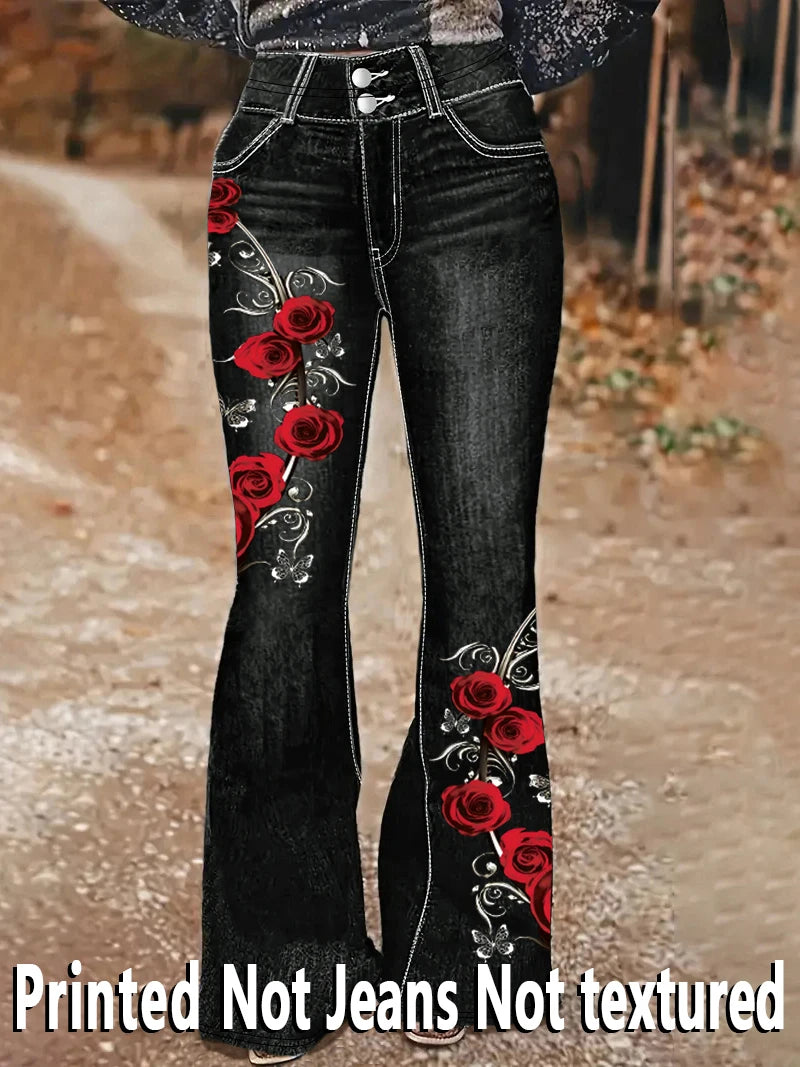 Women's Floral Print Flare Pants