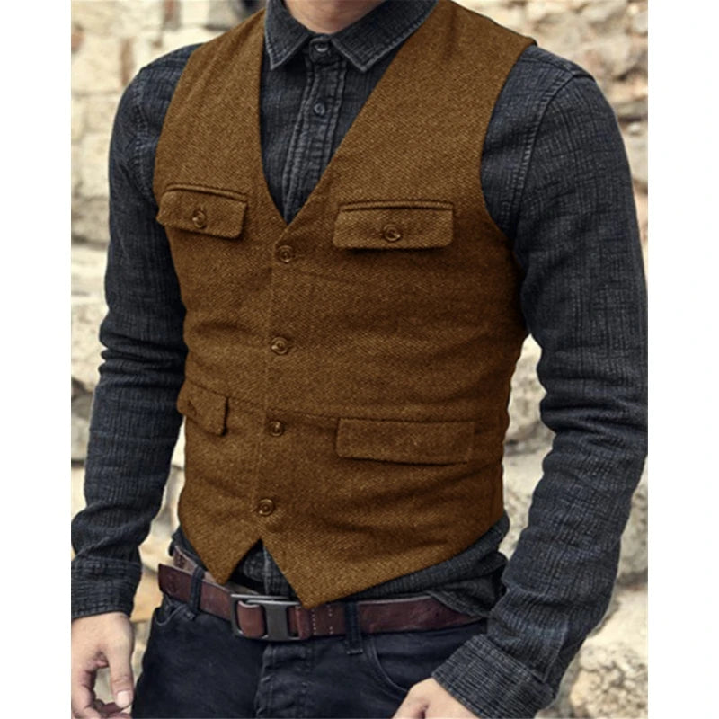 Men's Steampunk Wool Tweed Waistcoat