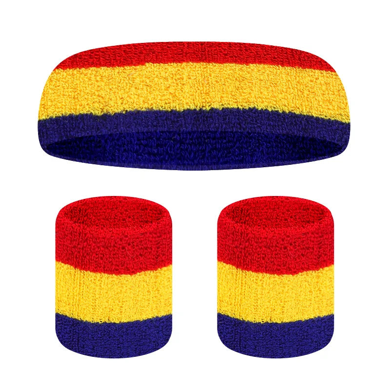 Rainbow Striped Sweatband Set (3-Pack)