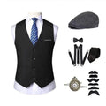 Men's 1920s Costume Set with Accessories – Vest, Hat & Tie