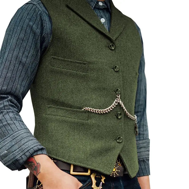 Men's Wool Tweed Waistcoat – Wedding Vest