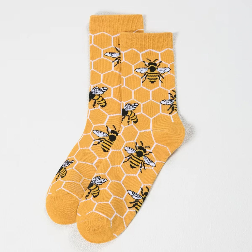 Women's Cartoon Bee Print Socks