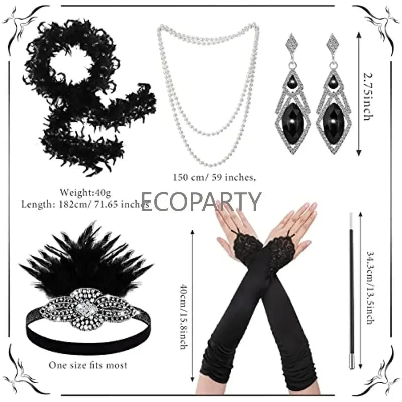 Women's 1920s Flapper Accessories Set (6-Piece)