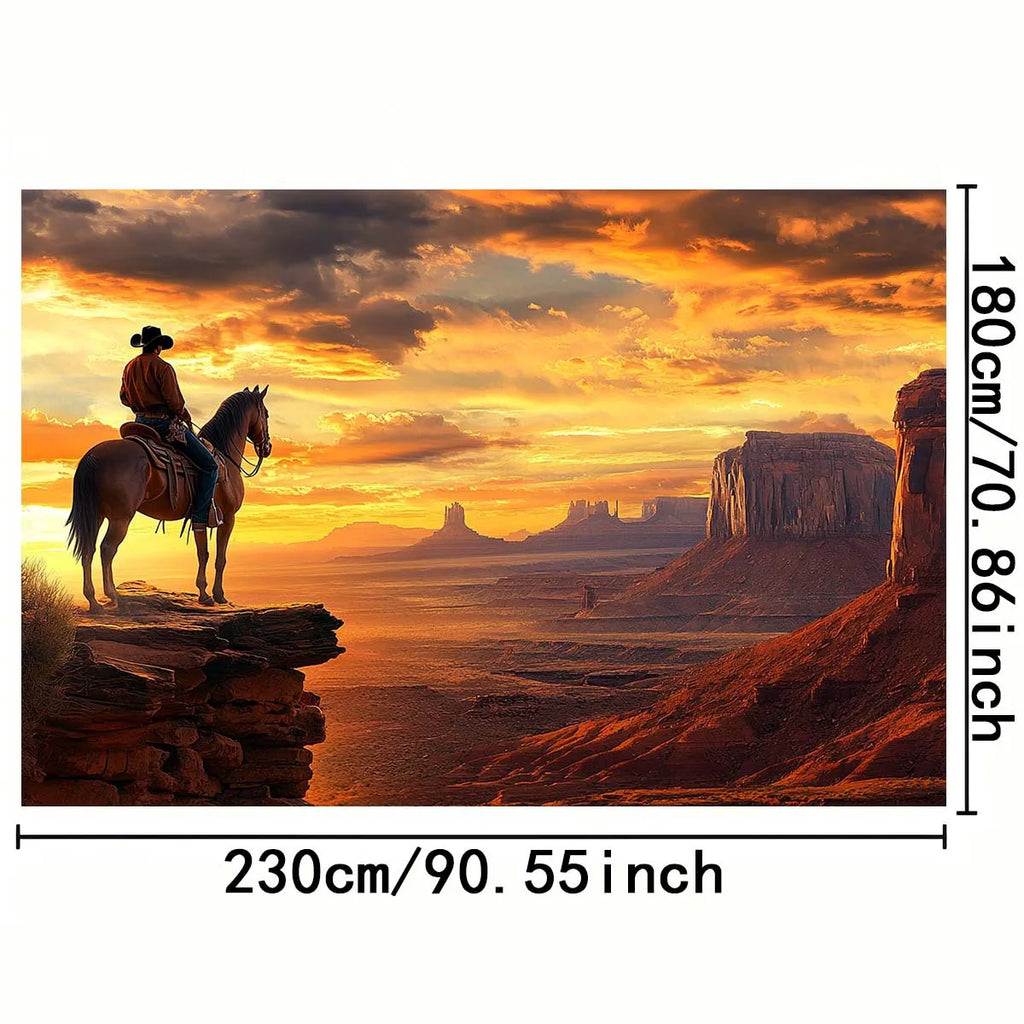 Wild West Sunset Wall Mural – Cowboy Monument Valley Backdrop