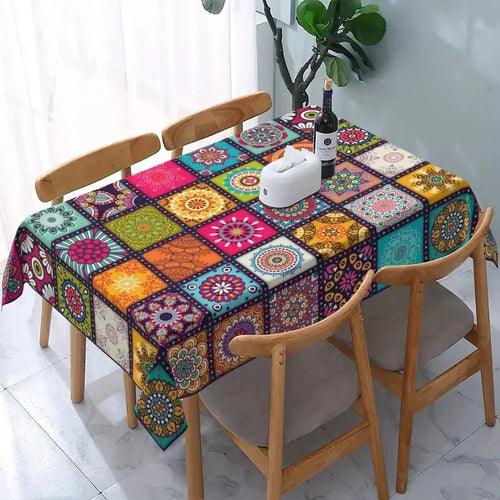 Bohemian Mandala Tablecloth – Waterproof & Festive