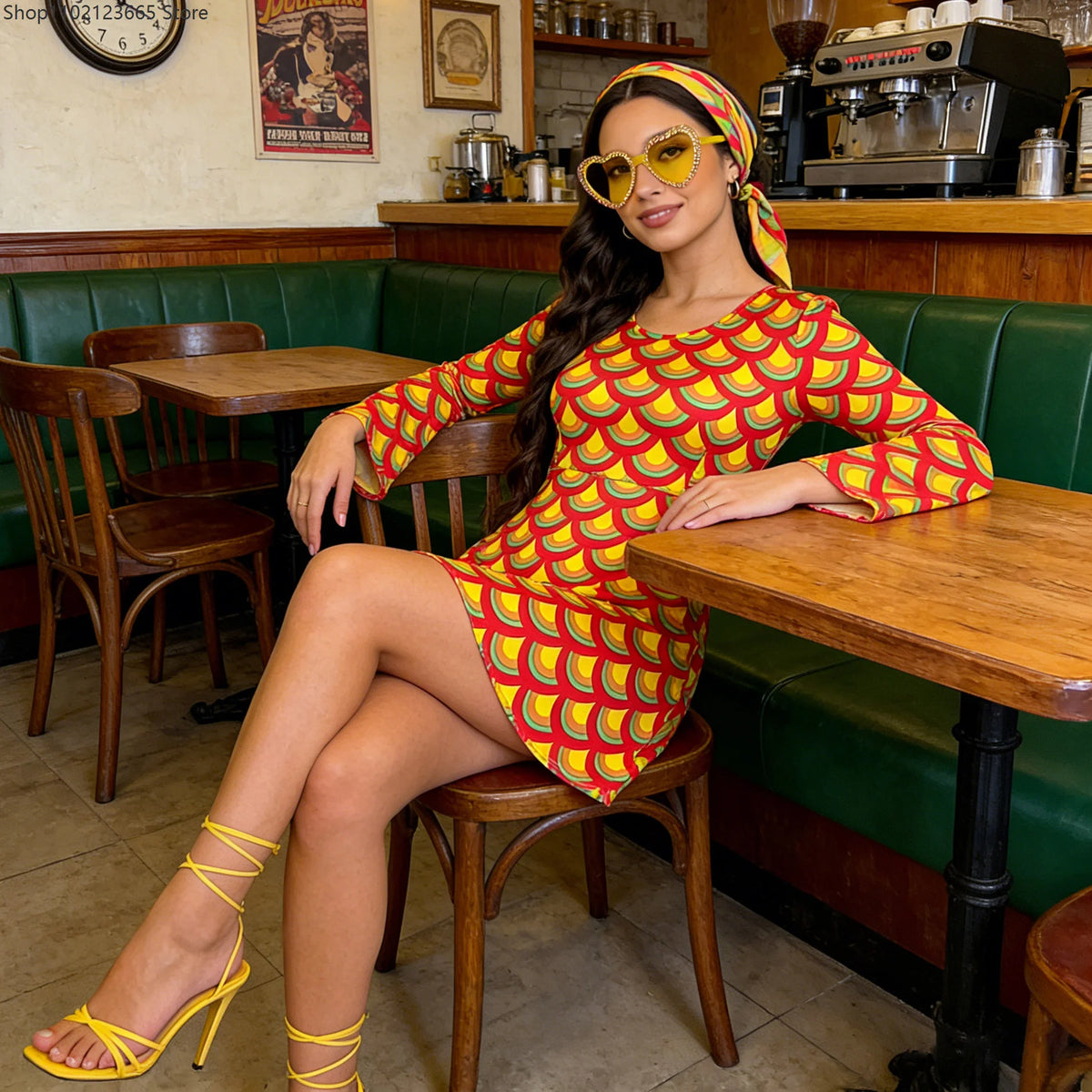 Women's 70s Hippie Disco Costume Dress